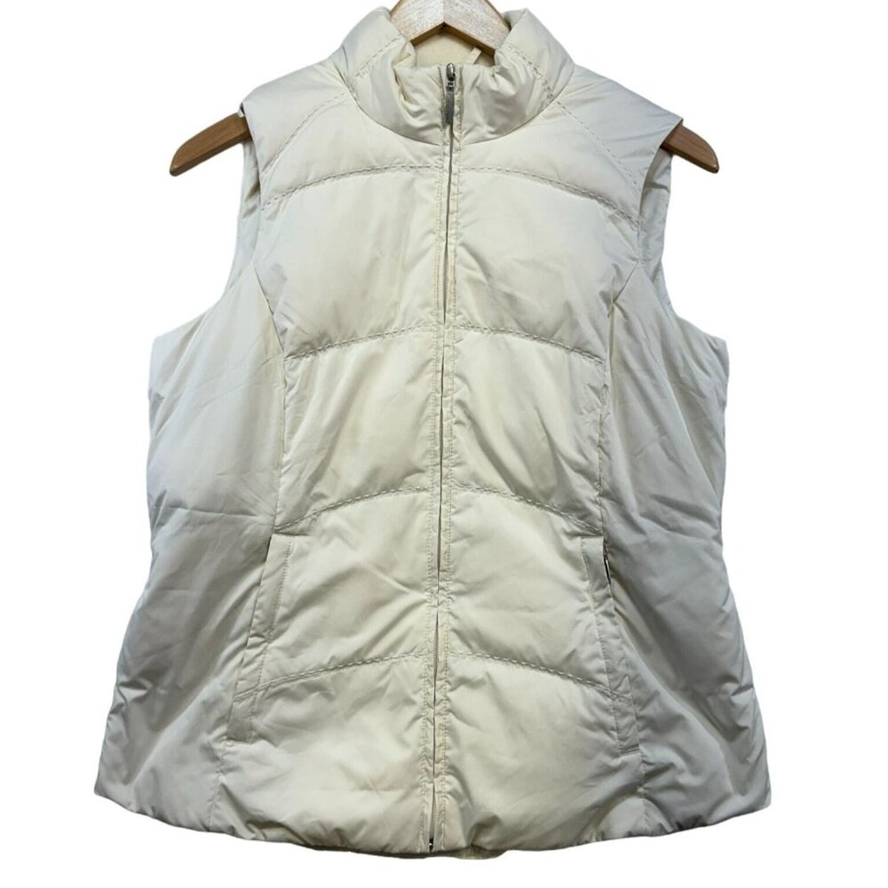 Eddie Bauer Womens Premium Goose Down Quilted Vest S Ivory
